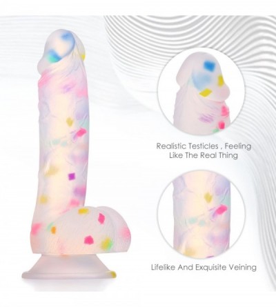 Dildos Confetti Clear Dildo- 7" Realistic Silicone Sex Toys with Suction Cup - CM17AAZZ9AN $18.67