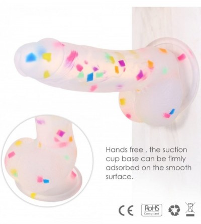 Dildos Confetti Clear Dildo- 7" Realistic Silicone Sex Toys with Suction Cup - CM17AAZZ9AN $18.67