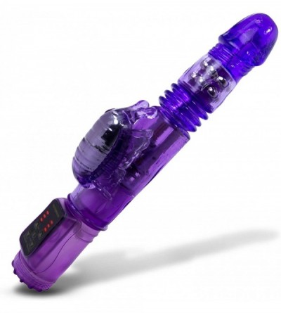 Vibrators Rabbit Vibrator Waterproof Thrusting Shaft Spinning Beads Clitoral Butterfly Purple - Purple - C311EXGSS3P $43.57