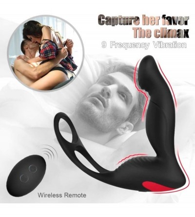 Penis Rings Penis Ring Anal Vibrator Dildo Docking Plug- Rechargeable Male 9-Speed Prostate Massager- Prostate Stimulator wit...