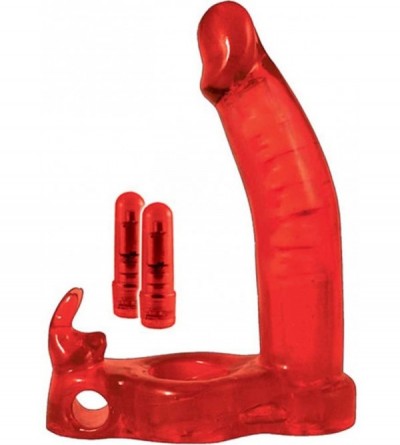 Penis Rings Double Penetrator Rabbit C Ring (Red) - Red - CR11D2UV0IN $14.66