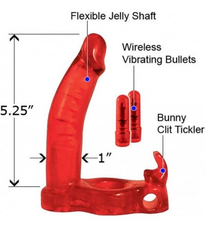 Penis Rings Double Penetrator Rabbit C Ring (Red) - Red - CR11D2UV0IN $14.66