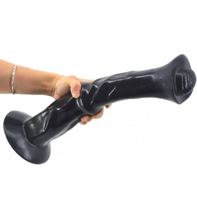 Dildos Huge Super Long Horse Cock Type Anal Dildo 13.8"x3.35"x5.12" Big Plug Ribbed Body Strong Suction Cup (Black) - Black -...