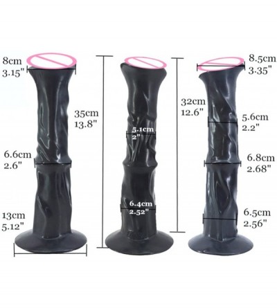 Dildos Huge Super Long Horse Cock Type Anal Dildo 13.8"x3.35"x5.12" Big Plug Ribbed Body Strong Suction Cup (Black) - Black -...