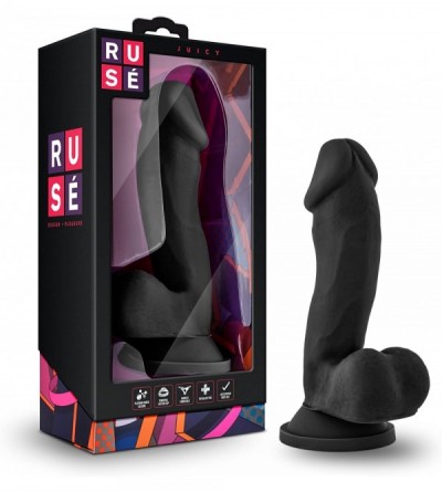Anal Sex Toys 7 Inch Realistic Silky Smooth Silicone Strap On Compatible Dildo (Black) - Black - CS12MX5ZV7T $44.34