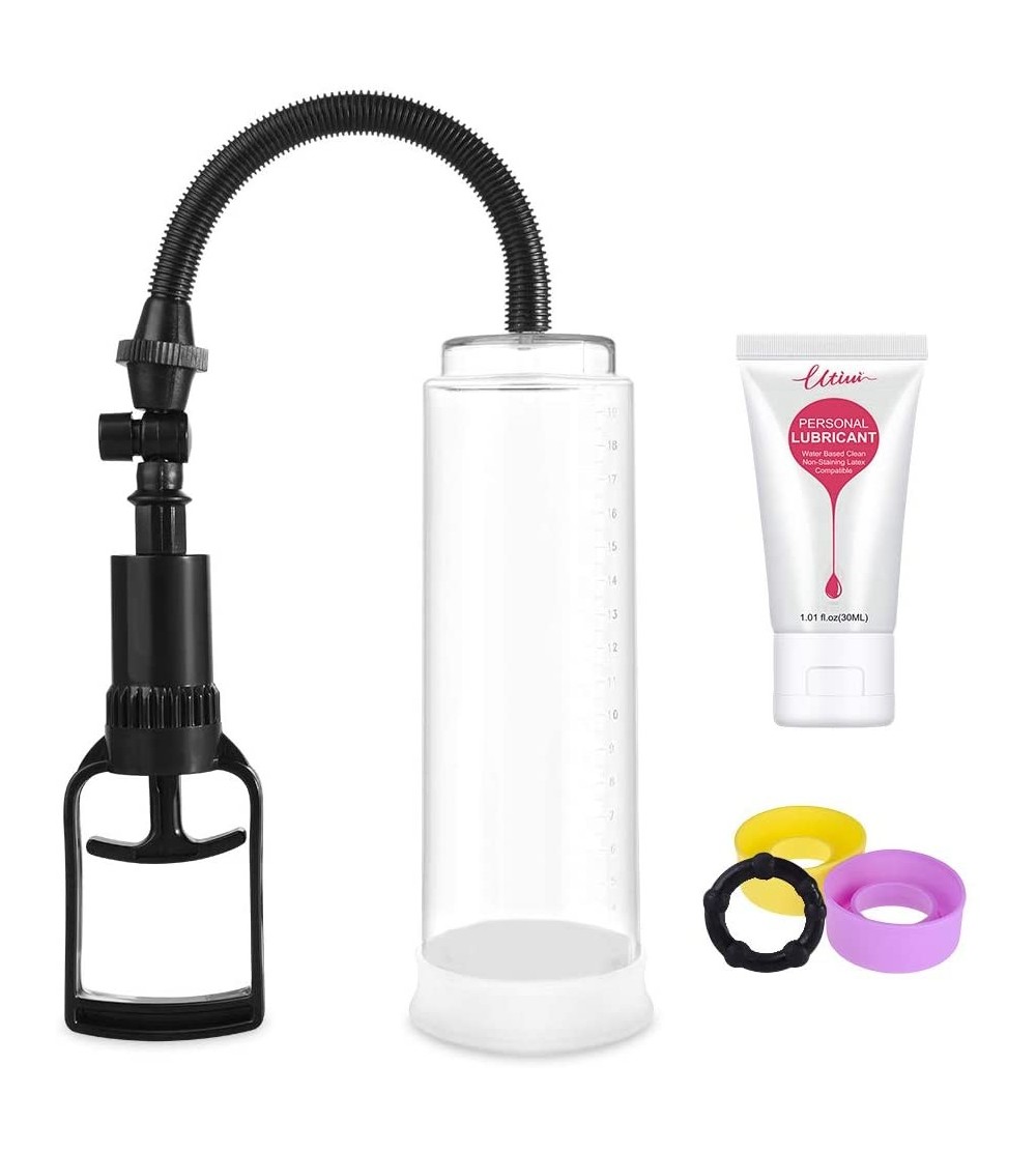 Pumps & Enlargers Manual Penis Vacuum Pump Air Pressure Device Enhancer with Cock Ring for Men - CH11SWKGTPR $18.54