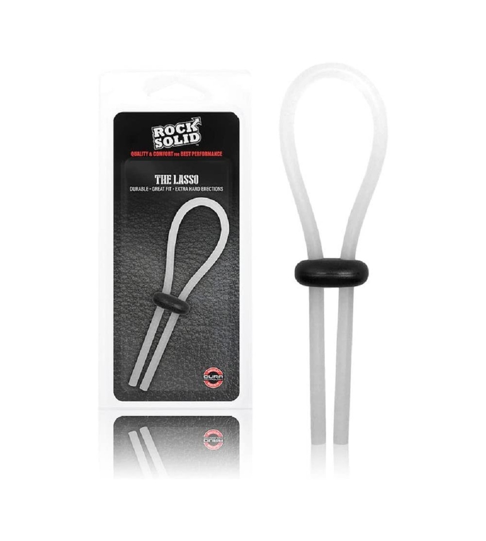 Penis Rings The Lasso Double Lock Adjustable Cock Ring - Translucent with Free Bottle of Adult Toy Cleaner - CX18GO95WUH $14.49