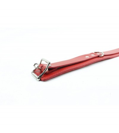 Restraints Arcadia Bondage Choker Handcrafted Genuine Leather BDSM Collar (Red- Large) - Red - CV18A2EI7Q6 $25.87