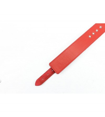 Restraints Arcadia Bondage Choker Handcrafted Genuine Leather BDSM Collar (Red- Large) - Red - CV18A2EI7Q6 $25.87