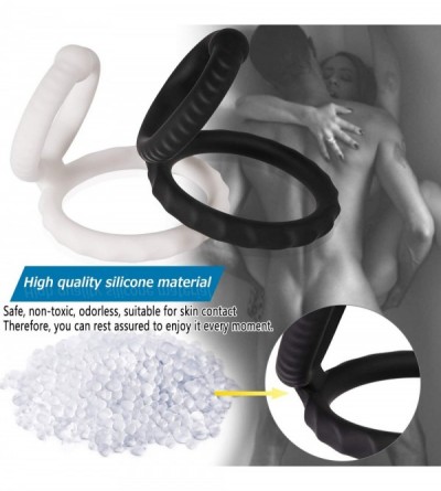 Penis Rings Silicone Cock Ring Set- 2 x Cock Rings for Men Dual Penis Ring with Stretchy Premium Penis Rings Longer Harder St...