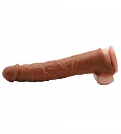 Pumps & Enlargers Lovely and Lifelike Male Coffee 9.4 in. Silicone penile Condom Fantasy Sex Chastity Toys Lengthen Cock Slee...