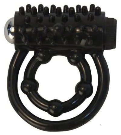 Penis Rings Black Erection Support Ring With Vibrating Tip - CR1163A9VUH $22.32