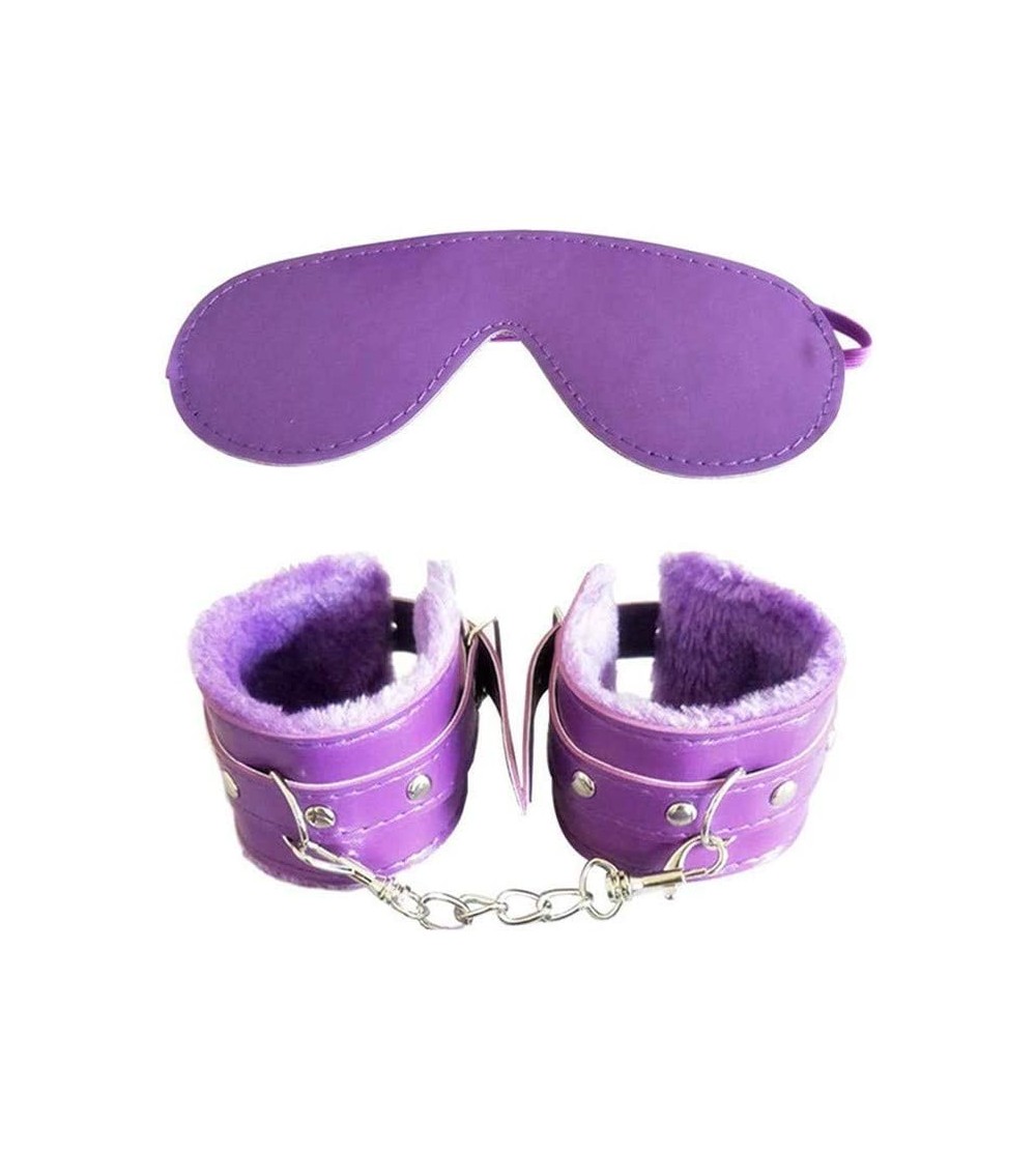 Blindfolds Blindfold and Handcuffs- Velvet Leather Adjustable Bondage Wrist Cuffs with Eye Mask- Sex Restraint Adult Toy for ...