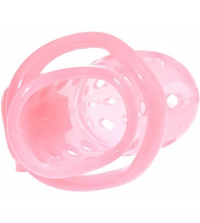 Chastity Devices Male Chastity Device 4 Rings Comfortable Cock Cage Penis Ring for Men - Pink - C518YDNNXUW $22.78