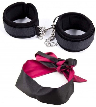 Blindfolds Satin Blindfold Handcuffs Eye Mask Costume Sleeping Masks for Valentine's Day (Black1) - Black1 - C618QT2IIOX $24.89