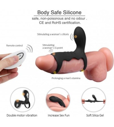 Penis Rings Penis Vibrating Ring-G Point Stimulation Vibrator Cock Ring Set- Male or Couple Sex Game Wearable Silicone Sex To...