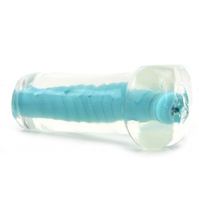 Male Masturbators 5" Soft Tight Thick Textured Open Ended Masturbator Sleeve - Easy Cleanup (Clear/Blue) Ribbed Pleasure Tunn...