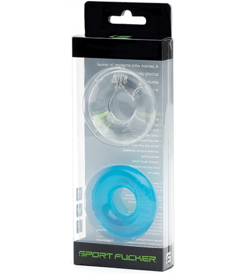 Penis Rings Chubby Cockring Pack of 2 - Clear & Ice Blue - CM18Y6CZZRD $12.30