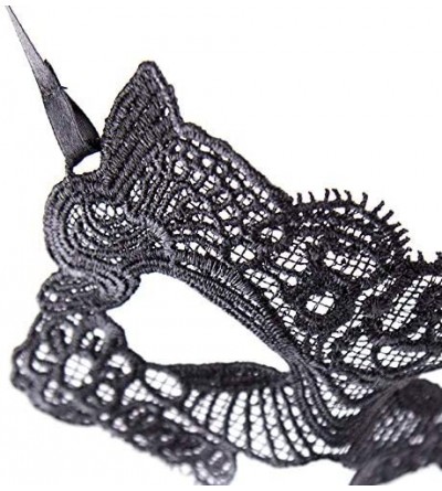 Blindfolds 2 Pcs Blindfold Eye Mask Sexy SM Toys Cat Cosplay Props Lace Material for Couples Woman-Black-2 Pcs - Black - C619...