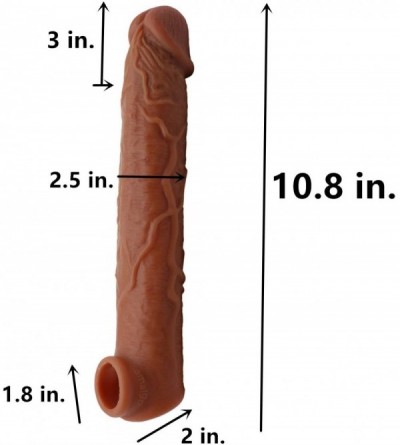 Pumps & Enlargers 10.8 in. Coffee Silicone penile Condom Lifelike Fantasy Sex Male Chastity Toys Lengthen Cock Sleeves Dick R...
