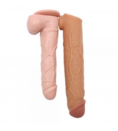 Pumps & Enlargers Lovely and Lifelike Male Skin 10.1 in. Silicone penile Condom Fantasy Sex Chastity Toys Lengthen Cock Sleev...