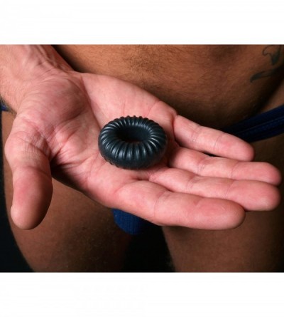 Penis Rings Ribbed Ring Cock Ring- PFBlend- TPR/Silicone Blend- Durable- Stretchy- Tight Fit- Black - Black - CK11C41LBJJ $7.10