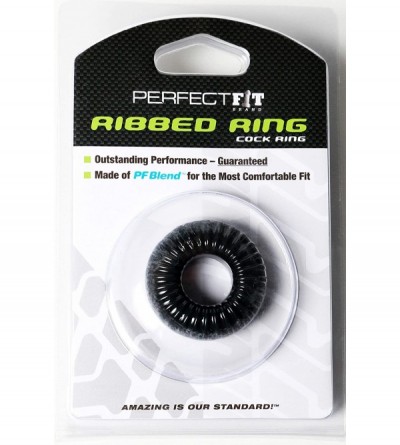 Penis Rings Ribbed Ring Cock Ring- PFBlend- TPR/Silicone Blend- Durable- Stretchy- Tight Fit- Black - Black - CK11C41LBJJ $7.10