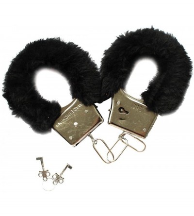 Restraints Sexy Furry Fuzzy Night Party Working Metal Cuffs for Women Men Couples Game Novelty Gift - Black - CG180HS3GM2 $30.17