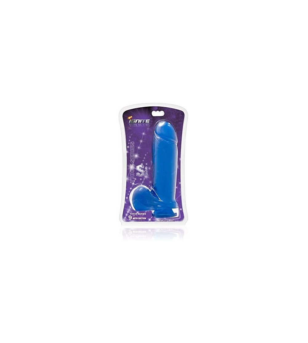 Dildos Thick Cock with Balls and Suction- Blue- 9 Inch- 26.88 Ounce - CK1157AKXFV $25.51