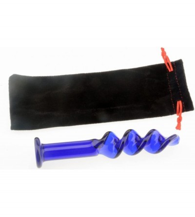 Dildos Sex Toy- Blue Screw Thread Round Glass Dildo Crystal Penis for Couple Lover - CG11PU38VA9 $16.19