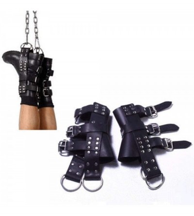 Restraints Leather Hand Foot Hanging Extremely Bondage Set with Stainless Steel Ring- Restraint System with Wrist Restraints/...