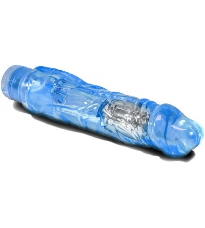 Vibrators Wild Ride - 9" XL Life Like Fat Realistic Waterproof Dildo Vibrator For Women Men - Clear Blue - C1118QGZLM9 $13.52