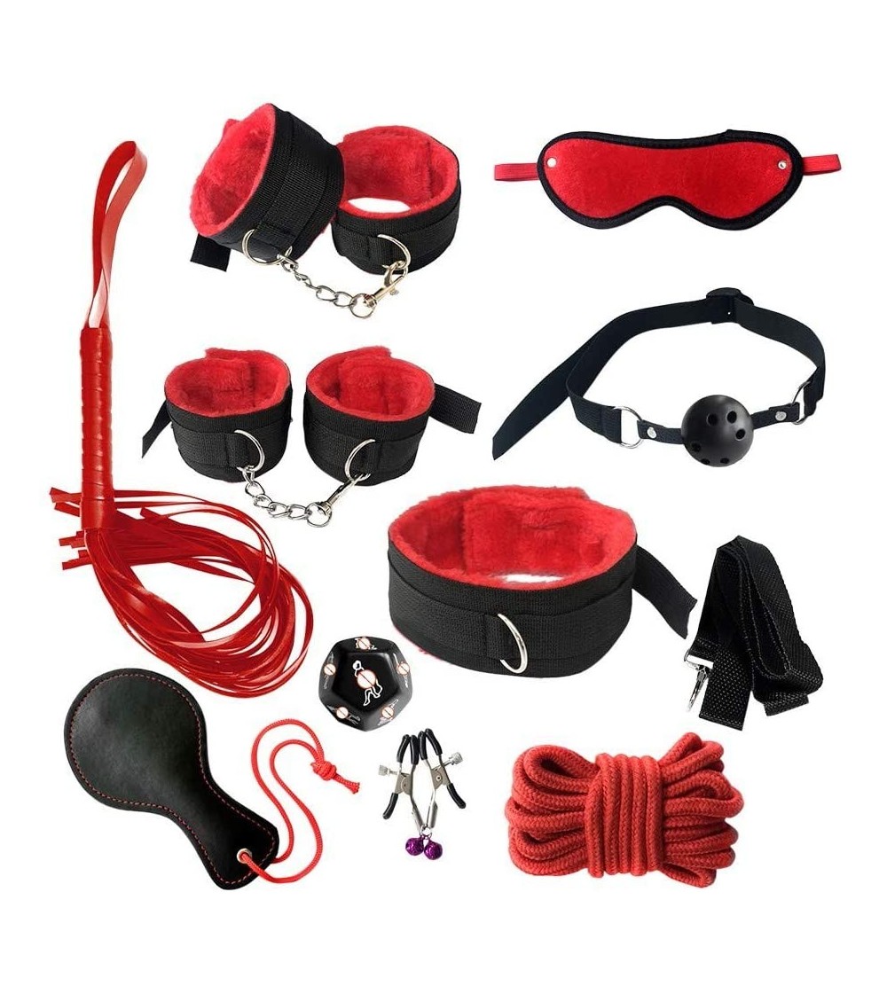Restraints 10 Pcs/Set Special 饾悡oys for Couples- Fun 饾悞饾悓 饾悡oys- Adult Cosplay - Handcuffs and Whip Games- Massage Tools & Eq...