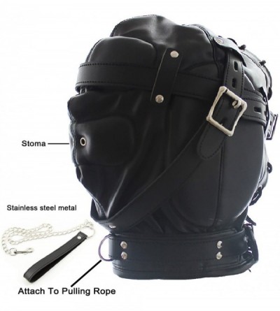 Gags & Muzzles Leather Bondage Gimp Mask Hood- Black Full Face Blindfold Breathable Restraint Head Hood- Sex Toys- for Unisex...