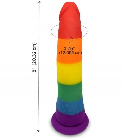 Dildos The 8" Silicone Rainbow Dildo With Suction Cup - CJ129VPU1V9 $34.75