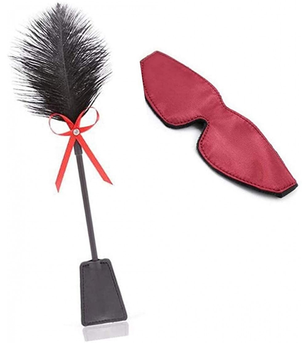 Paddles, Whips & Ticklers Toys Leather Patch Set Tickler Feather Teaser and Blindfold for Women - S4 - CA19DI0CLEU $13.27