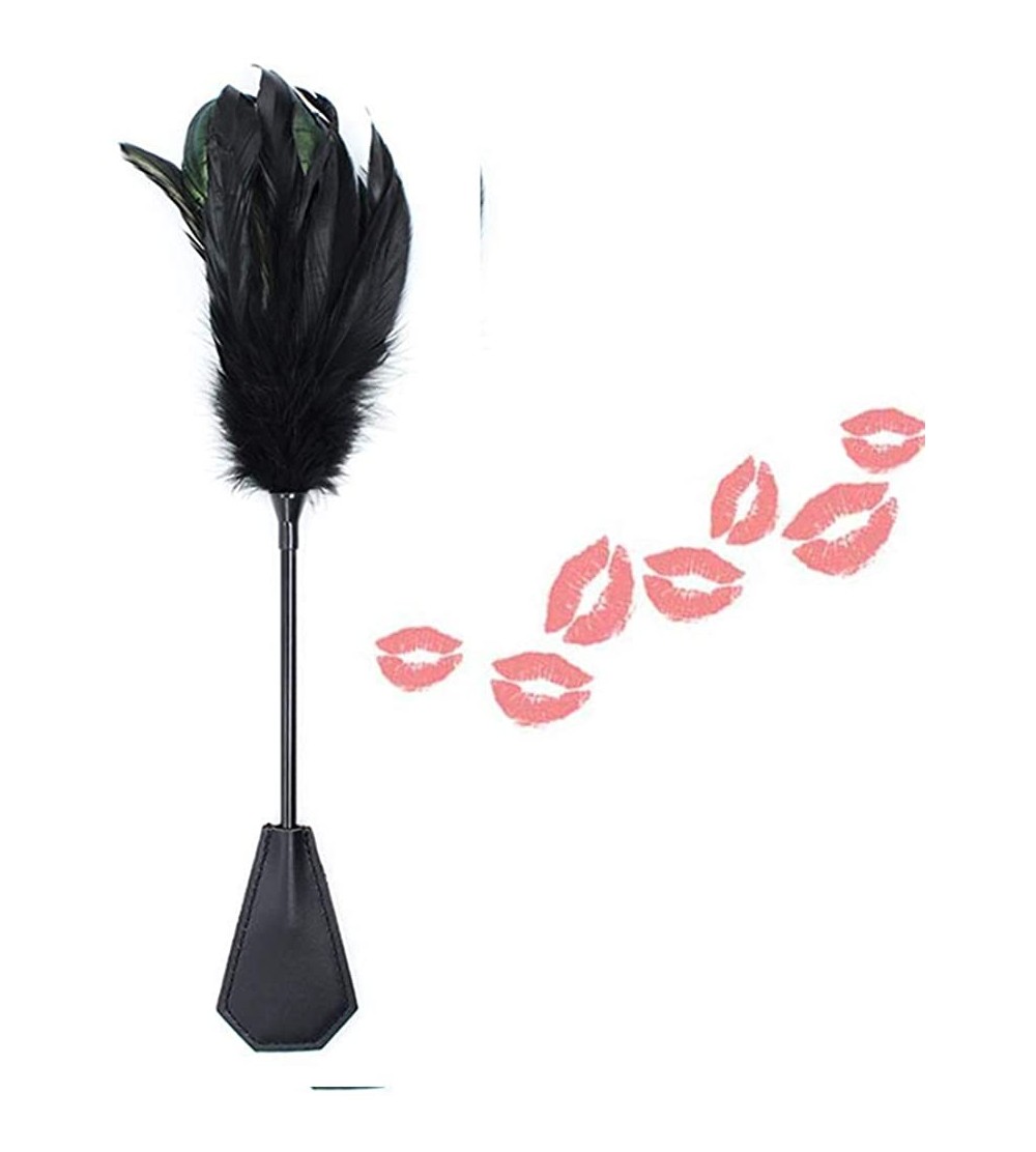 Paddles, Whips & Ticklers Set Feather Tickler Feather Teaser For women - Black - CR1937M089R $10.82
