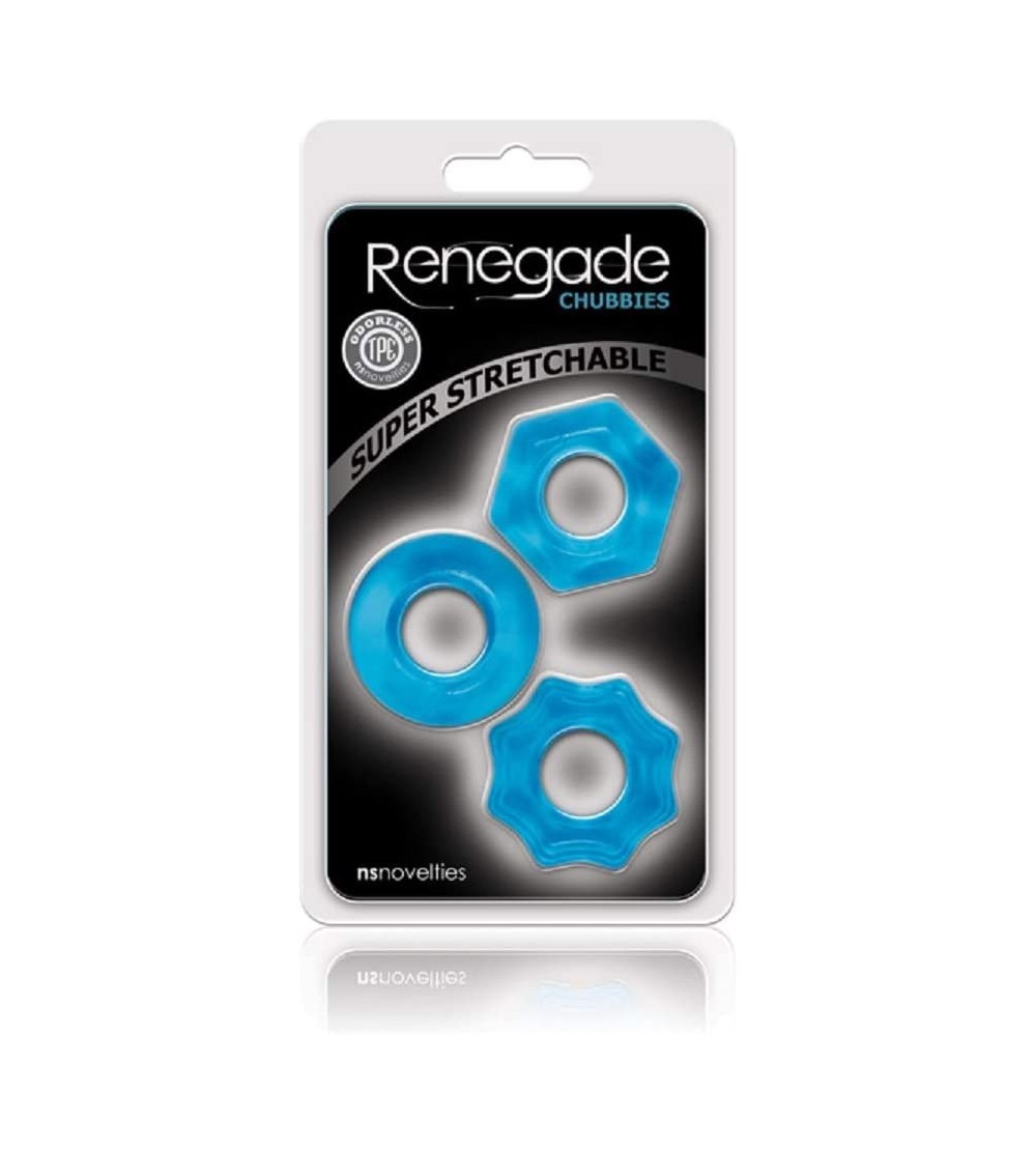 Penis Rings Renegade Chubbies Super Stretch C-Rings in Blue (Set of 3) - Blue - C518KL8MZ3H $9.67