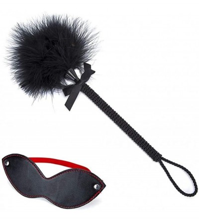 Paddles, Whips & Ticklers Toys Leather Patch Set Tickler Feather Teaser and Blindfold for Women - S3 - C519DI0QK9U $36.53