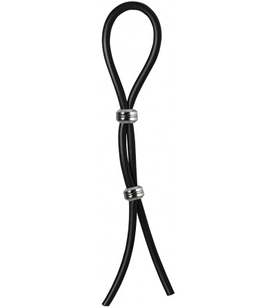 Penis Rings C-Ring Lasso Double Lasso Two Silver Beads Silicone- Black- 1.3 Ounce - C518DO64ZO5 $26.23
