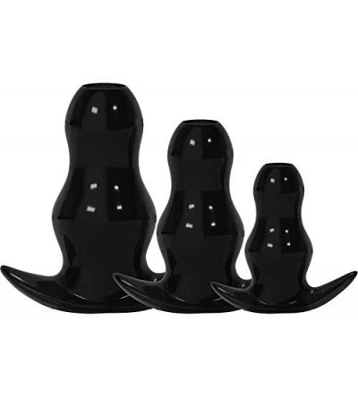 Anal Sex Toys 3pcs/Sets Butt Plug Douche Enema Anal Dilator Peekers Hollow Anal Plug (Black) - Black - CH1948HCECO $36.64