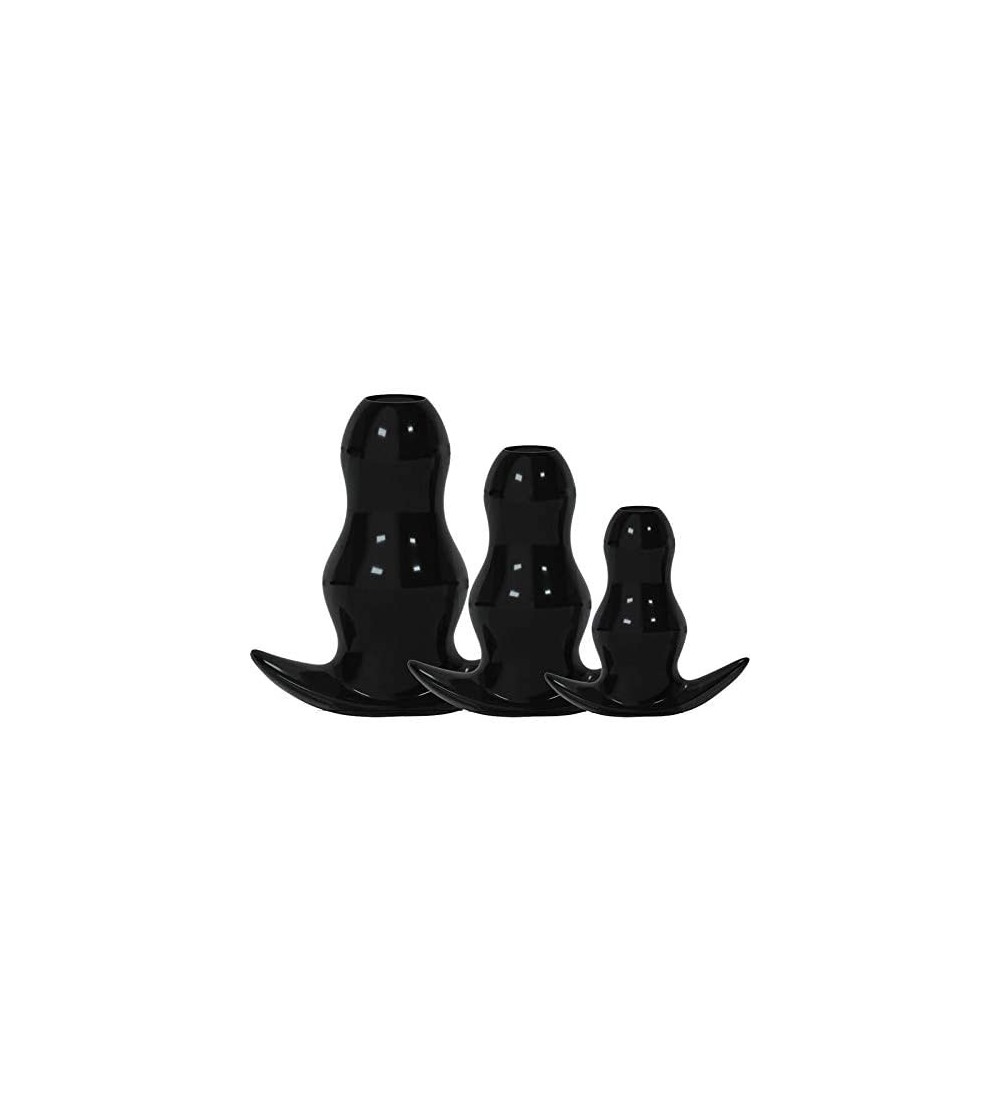 Anal Sex Toys 3pcs/Sets Butt Plug Douche Enema Anal Dilator Peekers Hollow Anal Plug (Black) - Black - CH1948HCECO $17.13