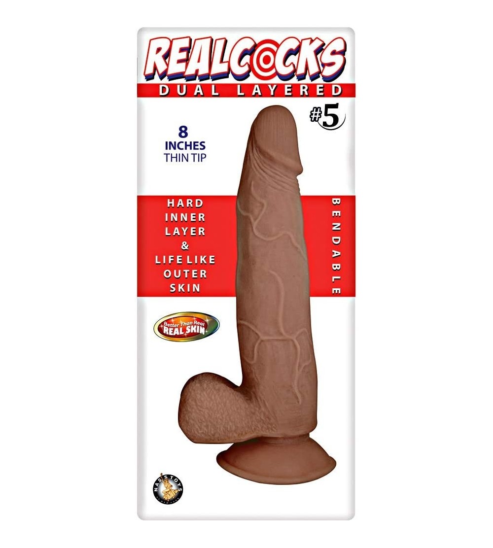 Dildos Real Cocks Dual Layered- No.5 Brown Thin Tip- 8 Inch - No.5 Brown Thin Tip - CZ186YIOD86 $20.53