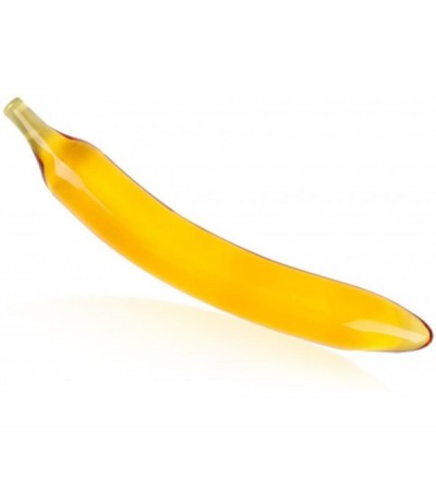 Anal Sex Toys 5Types Vegetable and Fruit Shape Crystal Dildo Glass Butt Plug Cute Novelty Adult Sex Toys （Yellow-Banana） - Ye...