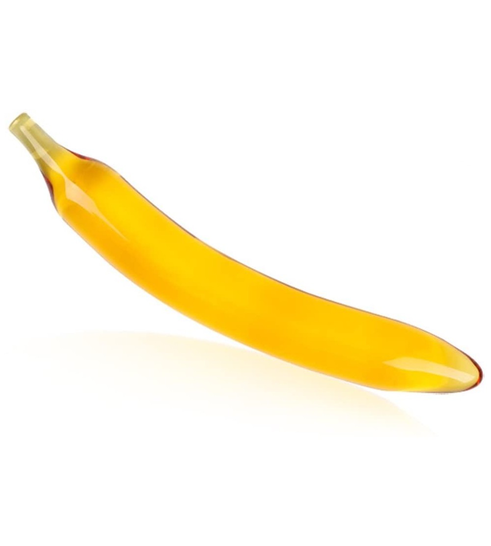 Anal Sex Toys 5Types Vegetable and Fruit Shape Crystal Dildo Glass Butt Plug Cute Novelty Adult Sex Toys （Yellow-Banana） - Ye...