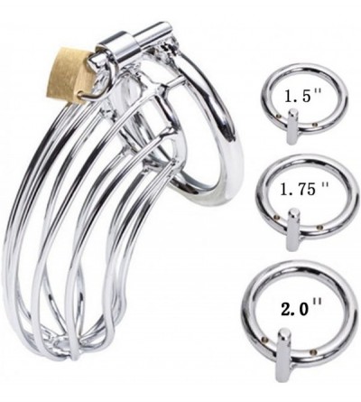 Penis Rings 1.5"/1.75"/2.0" Stainless Steel Penis Rings Cock Cage Chastity Cage Device Sex Toy for Men-Hypoallergenic Bondage...