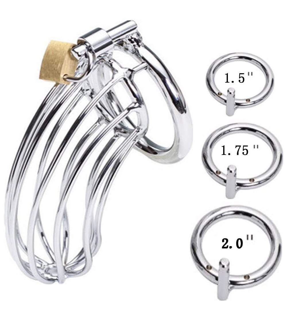 Penis Rings 1.5"/1.75"/2.0" Stainless Steel Penis Rings Cock Cage Chastity Cage Device Sex Toy for Men-Hypoallergenic Bondage...