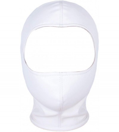 Blindfolds Leather Costume Head Mask Hood - Black Sealed Soft Leather Full Face Mask Nose Holes Breathable Lacing Harness Uni...
