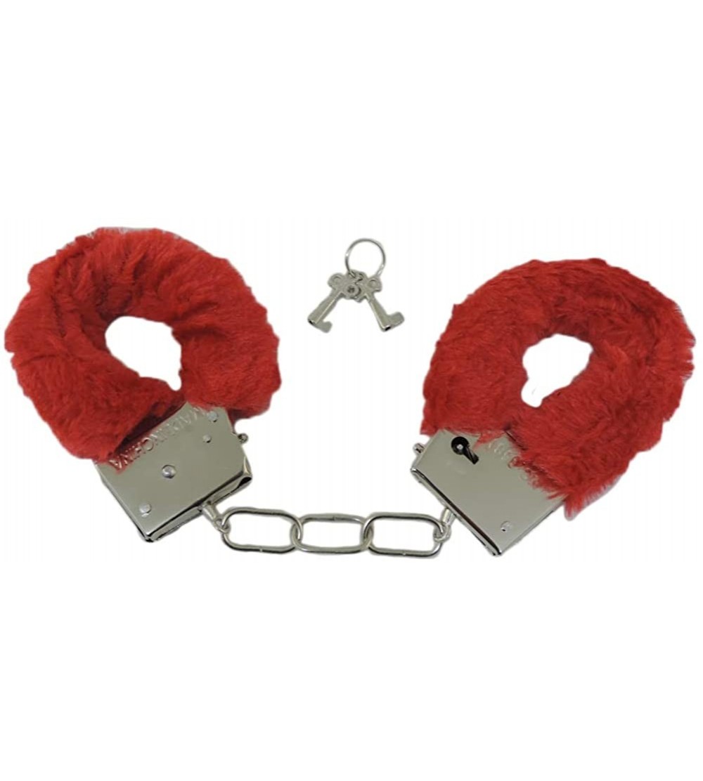 Restraints Girl's Night Out Bachelorette Party Furry Handcuffs - Red - CA18HEU900M $8.87