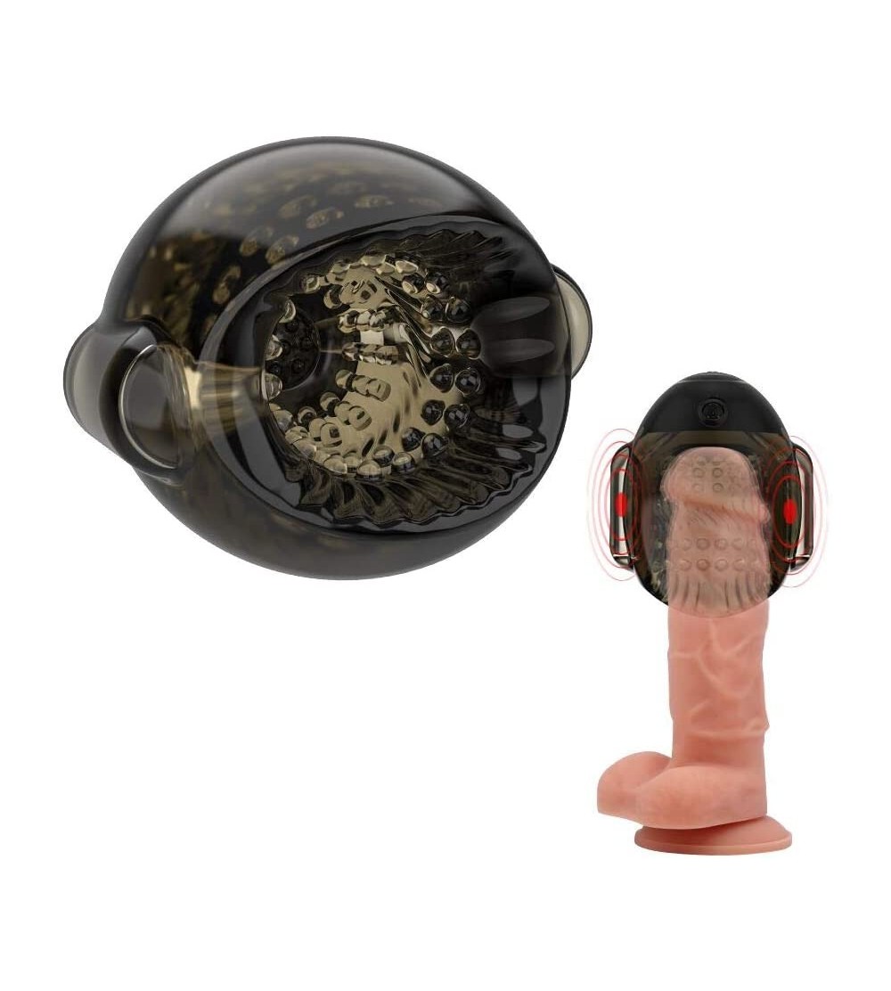 Male Masturbators Oral Male Masturbator Cup with Penis Vibrator-Waterproof Dual Motor Glans Training Massager Bullet Vibrator...